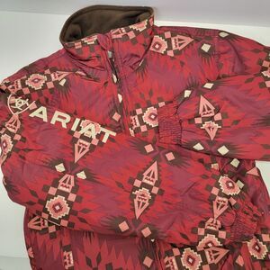 Ariat REAL Womens Aztec Print Shades of Red Quilt Lined Western Stable Jacket XS